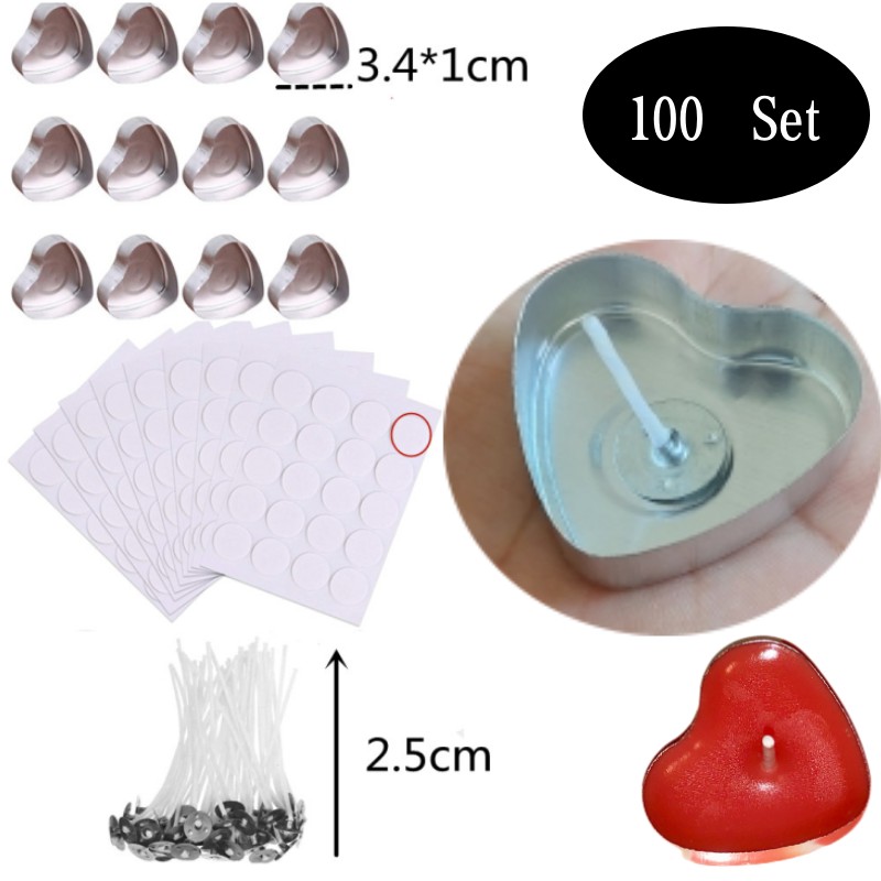 100 Sets Heart shaped Empty Al - Candle Making Jars 评论和价格