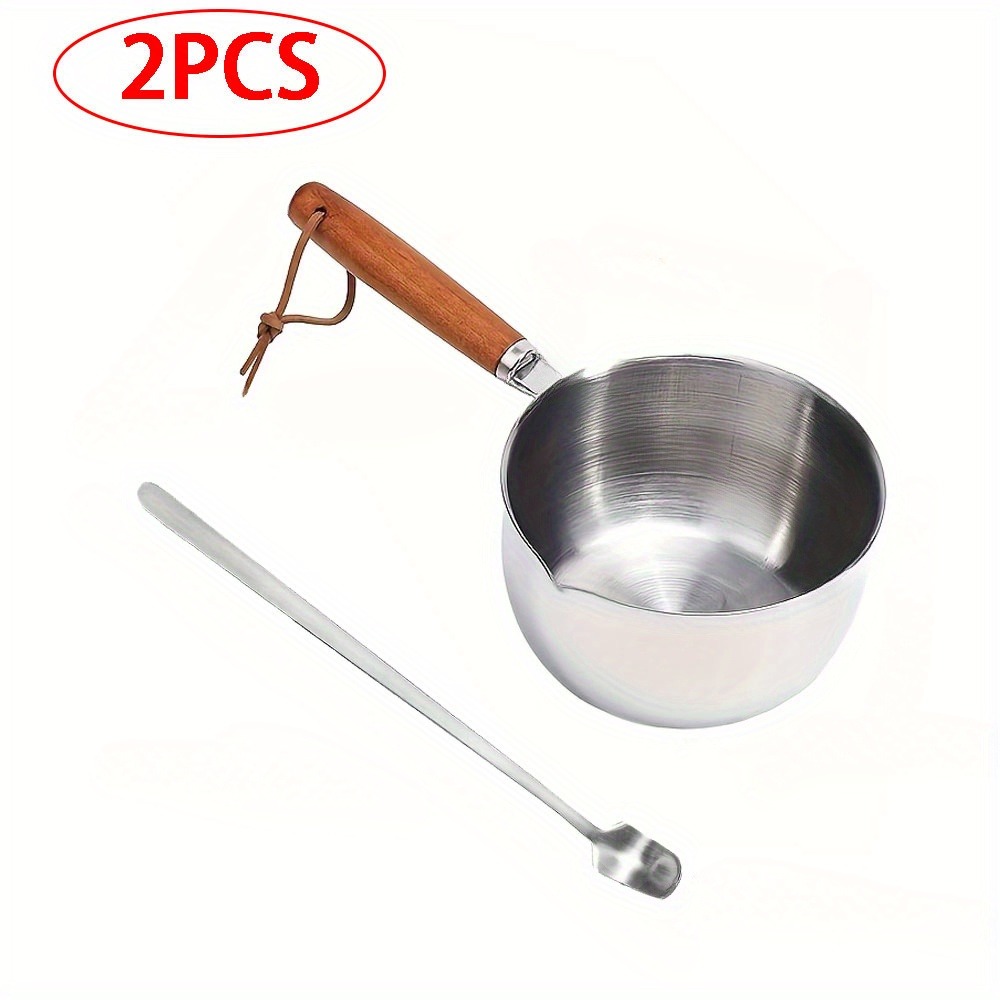 2PCS/SET Wood Handle Wax Melti - Candle Making Jars 评论和价格