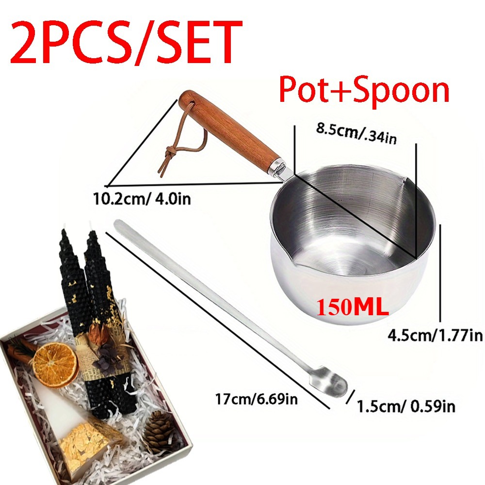 2PCS/SET Wood Handle Wax Melti - Candle Making Jars 评论和价格